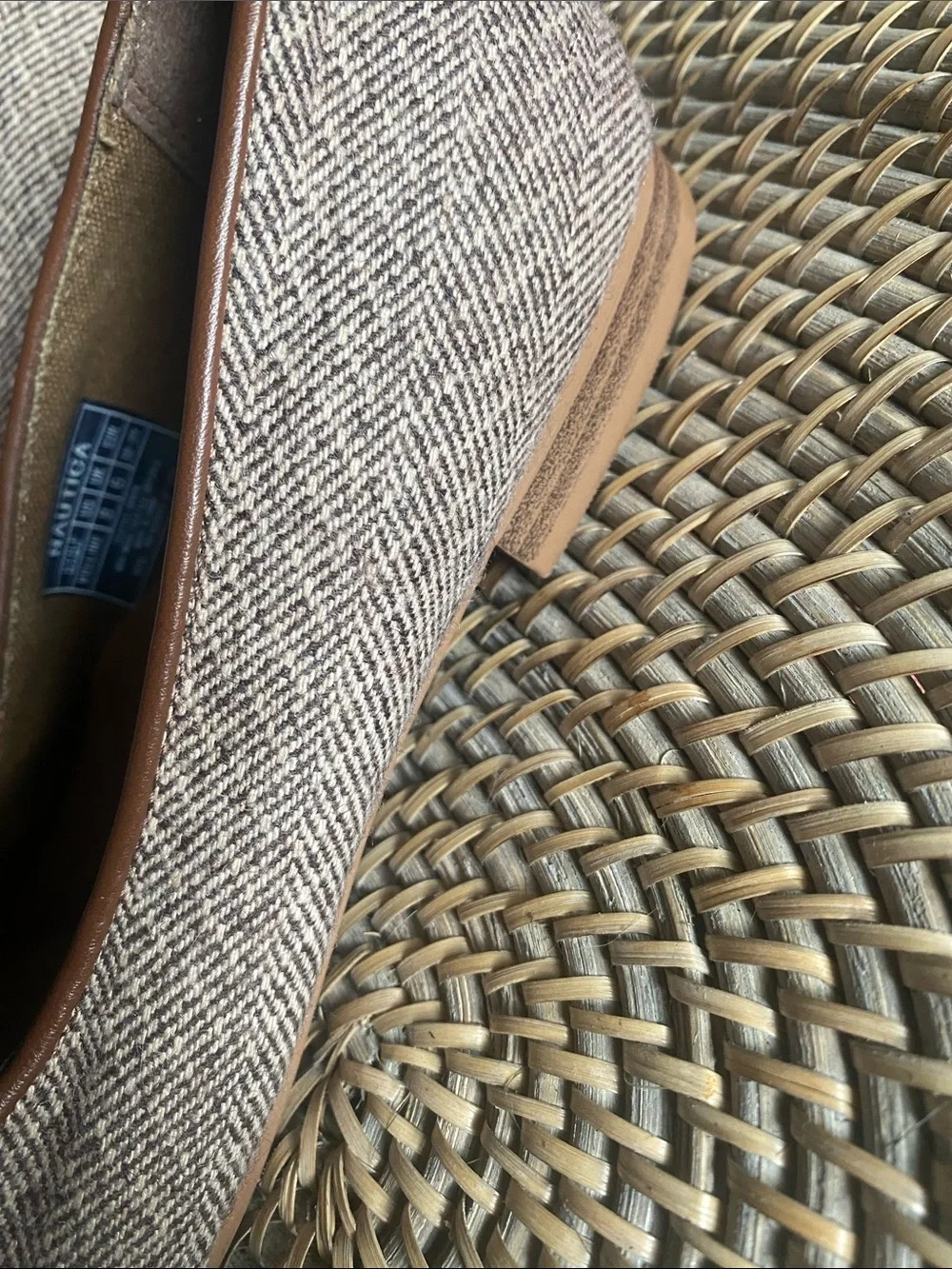 NAUTICA KELLINE BROWN HERRINGBONE TWEED Bow Vamp Slip-On FLATS 8